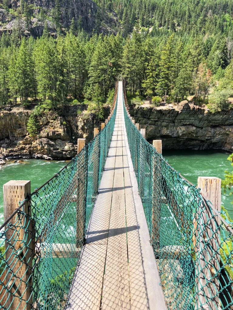 Kootenai Falls Swinging bridge in Montana