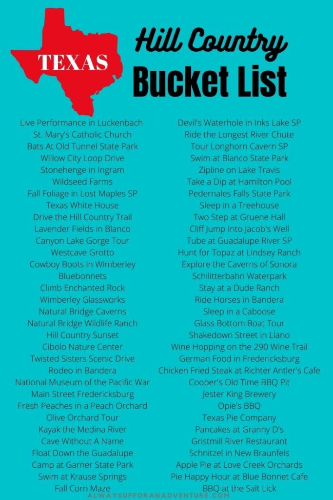 Texas Hill Country Bucket List